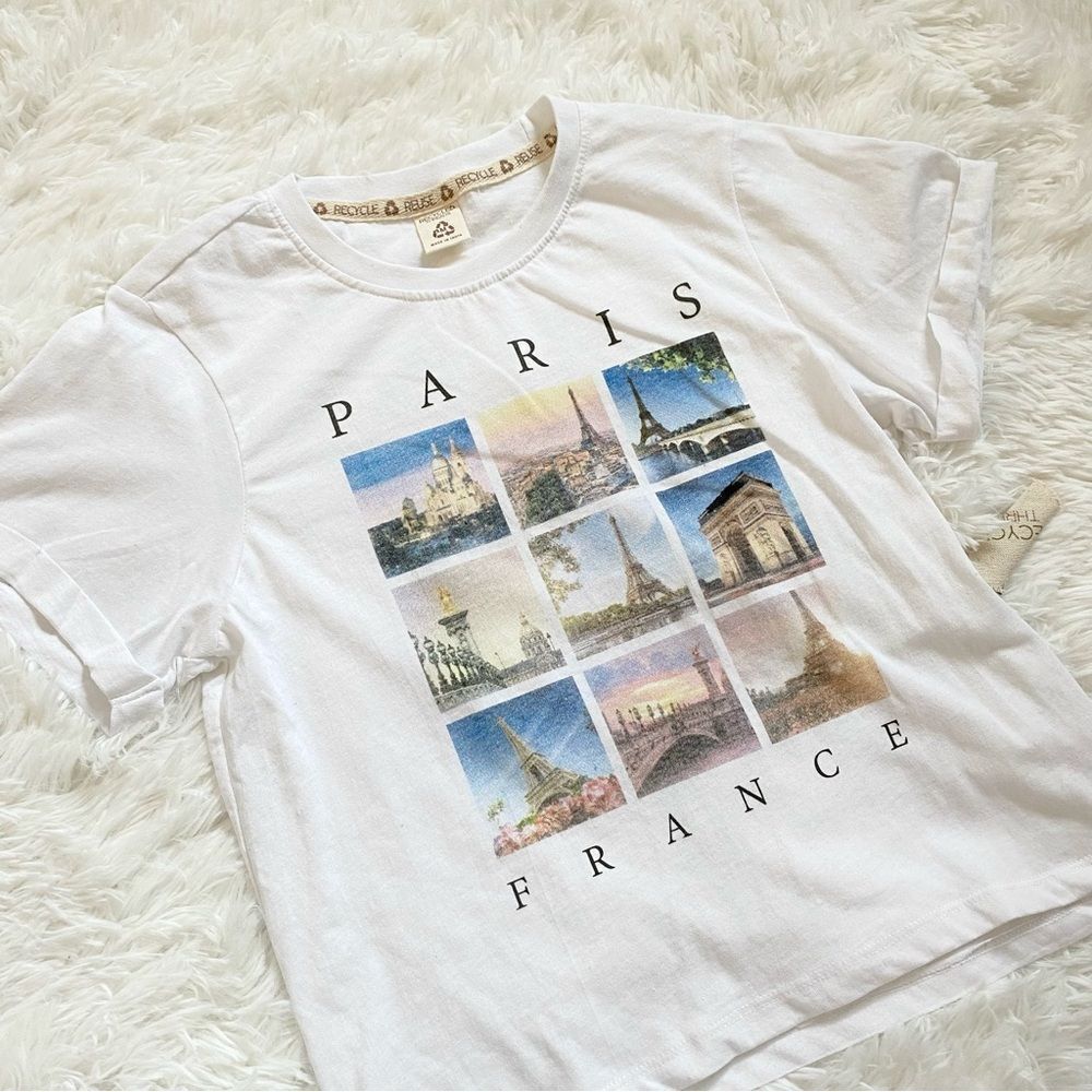 White Paris Graphic Cropped Tee